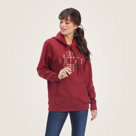 Ariat REAL Beartooth Burgundy Hooded Sweater Size XXL - Picture 1 of 11